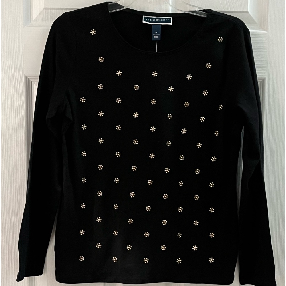 New Karen Scott Embellished Top